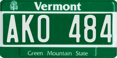 VT license plate AKO484