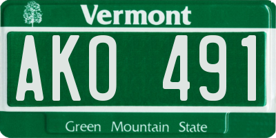 VT license plate AKO491