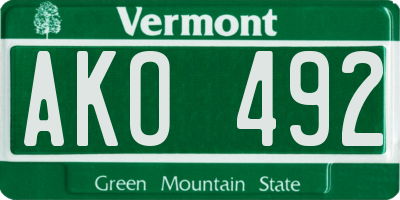 VT license plate AKO492