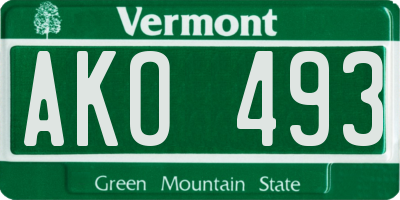 VT license plate AKO493