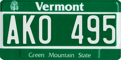 VT license plate AKO495