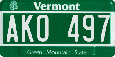 VT license plate AKO497