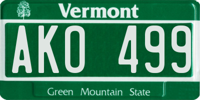VT license plate AKO499