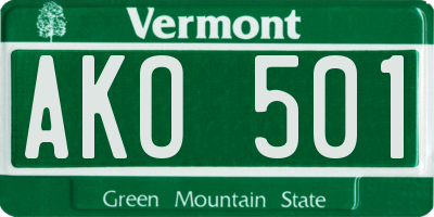 VT license plate AKO501