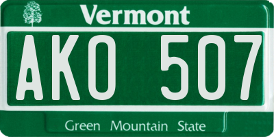 VT license plate AKO507
