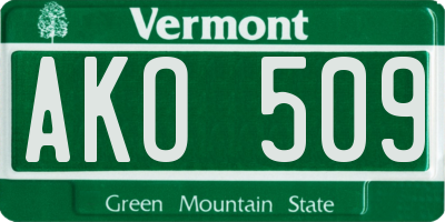 VT license plate AKO509
