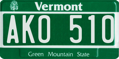 VT license plate AKO510