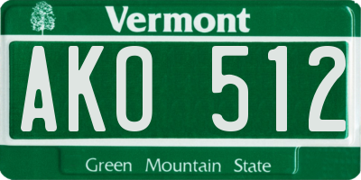 VT license plate AKO512