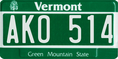 VT license plate AKO514