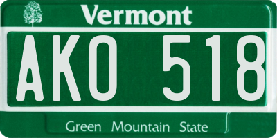 VT license plate AKO518