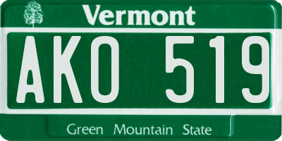 VT license plate AKO519