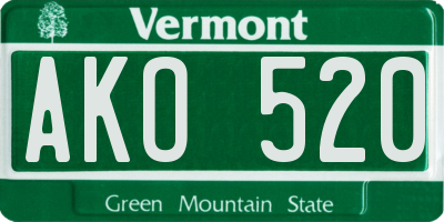 VT license plate AKO520
