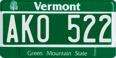 VT license plate AKO522