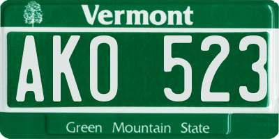 VT license plate AKO523