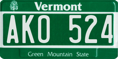 VT license plate AKO524