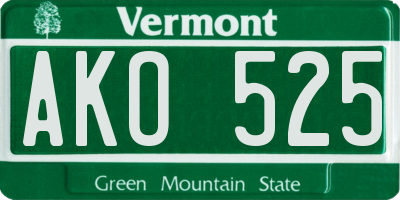 VT license plate AKO525
