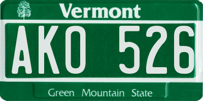 VT license plate AKO526