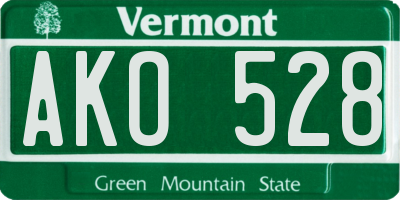 VT license plate AKO528