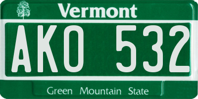 VT license plate AKO532