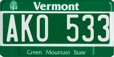 VT license plate AKO533