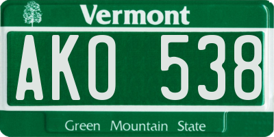 VT license plate AKO538