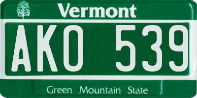 VT license plate AKO539