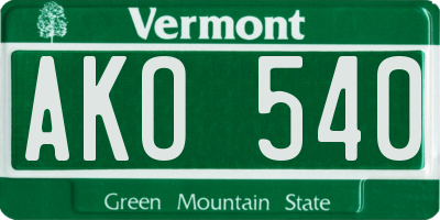 VT license plate AKO540