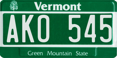 VT license plate AKO545