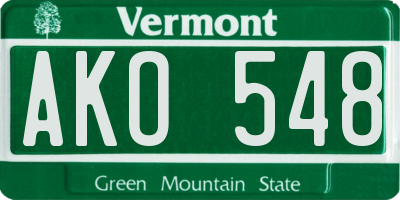 VT license plate AKO548