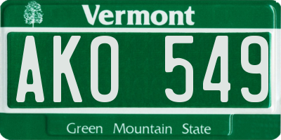 VT license plate AKO549