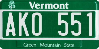 VT license plate AKO551