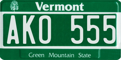 VT license plate AKO555