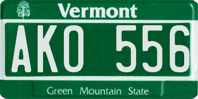 VT license plate AKO556
