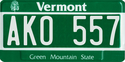 VT license plate AKO557
