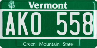 VT license plate AKO558