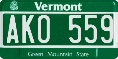 VT license plate AKO559