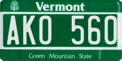 VT license plate AKO560