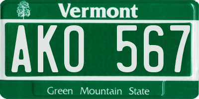 VT license plate AKO567
