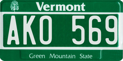 VT license plate AKO569