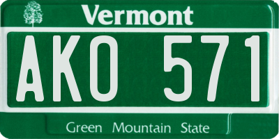VT license plate AKO571