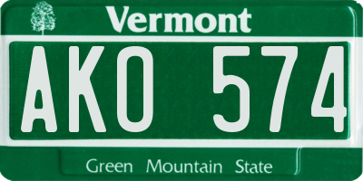 VT license plate AKO574