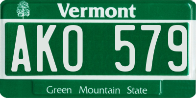 VT license plate AKO579