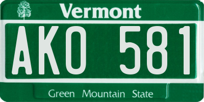 VT license plate AKO581