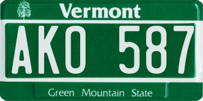 VT license plate AKO587