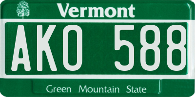 VT license plate AKO588