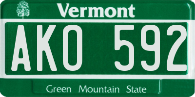 VT license plate AKO592