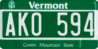 VT license plate AKO594