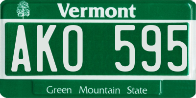 VT license plate AKO595