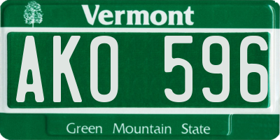 VT license plate AKO596