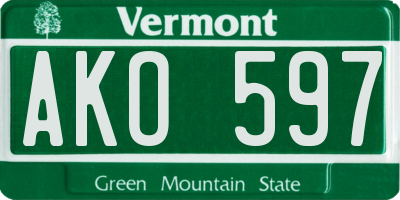 VT license plate AKO597
